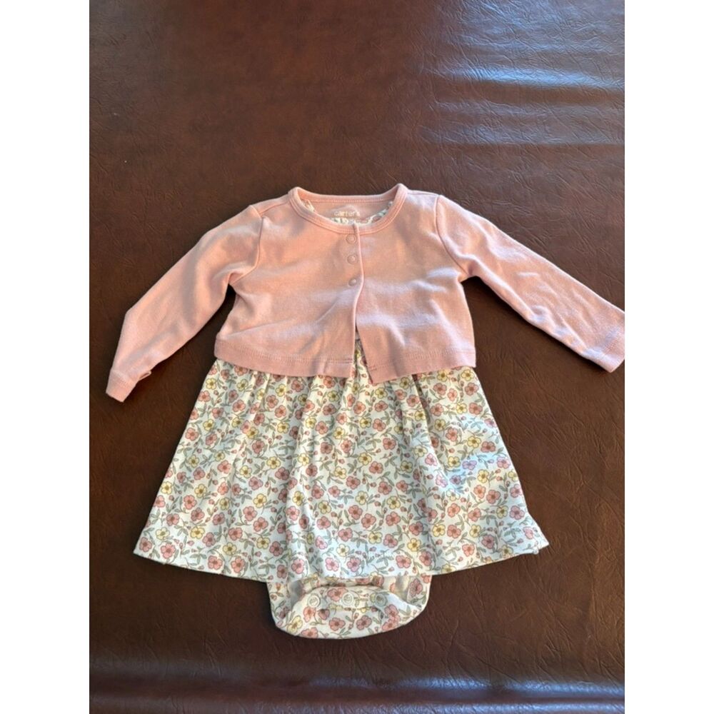 Carter's 3-6 Month Flower Dress with Pink Cardigan